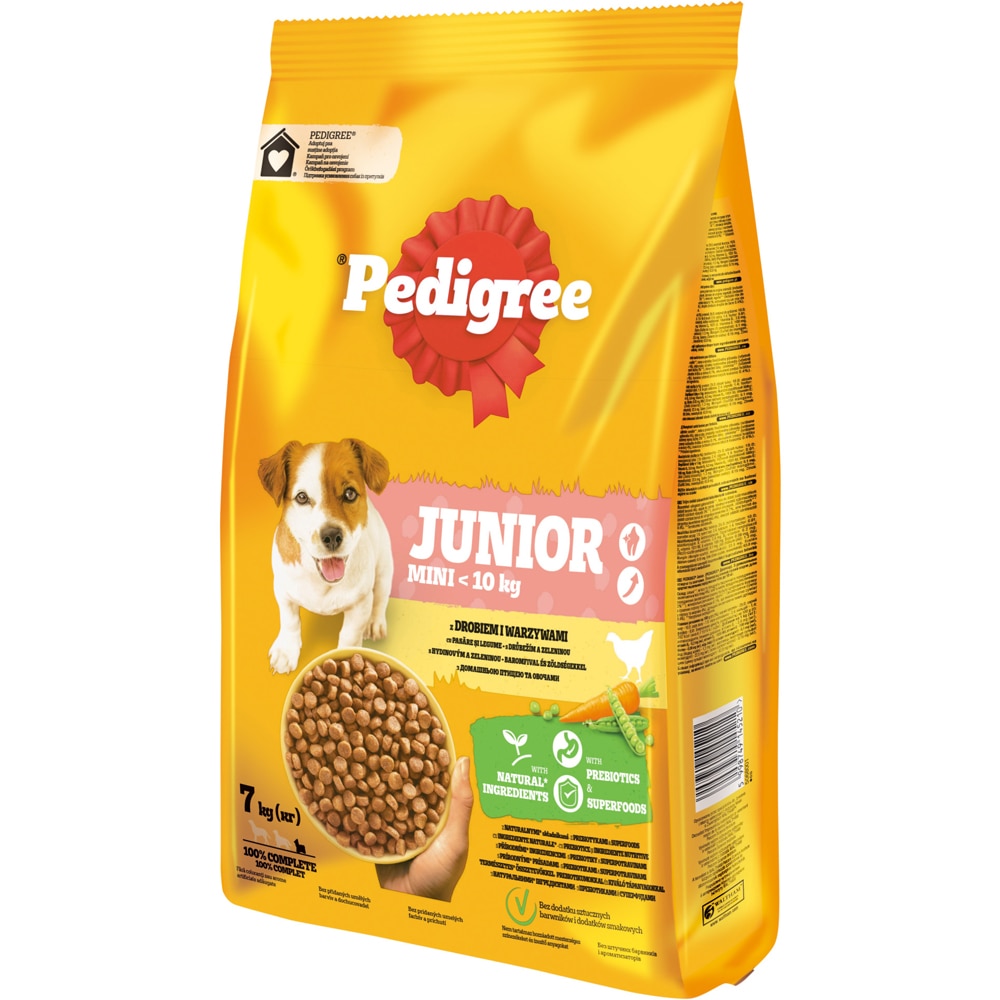 Hrana uscata pentru caini PEDIGREE, Junior, Pasare si legume, 7 kg