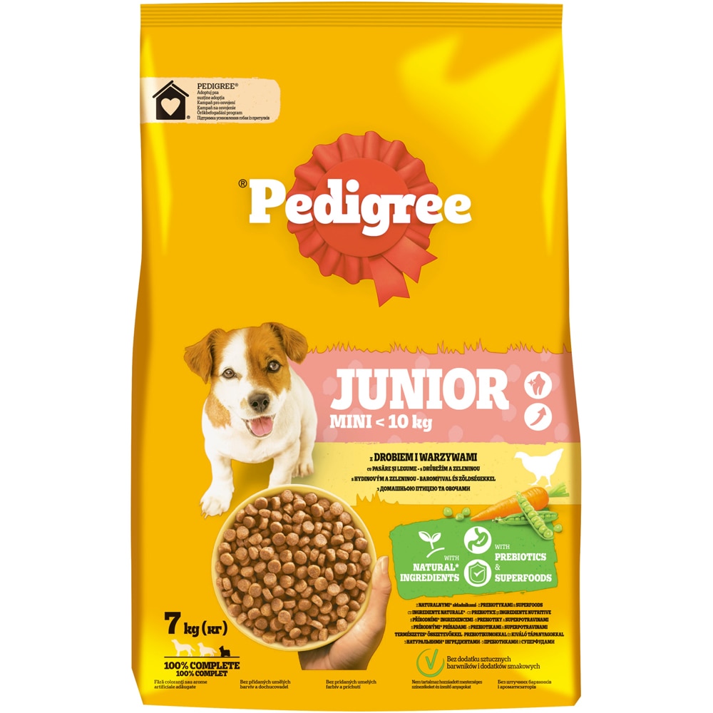 Hrana uscata pentru caini PEDIGREE, Junior, Pasare si legume, 7 kg