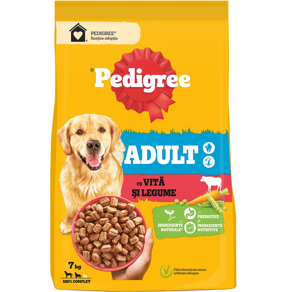 Hrana uscata pentru caini PEDIGREE, Adult, Vita si legume, 7 kg