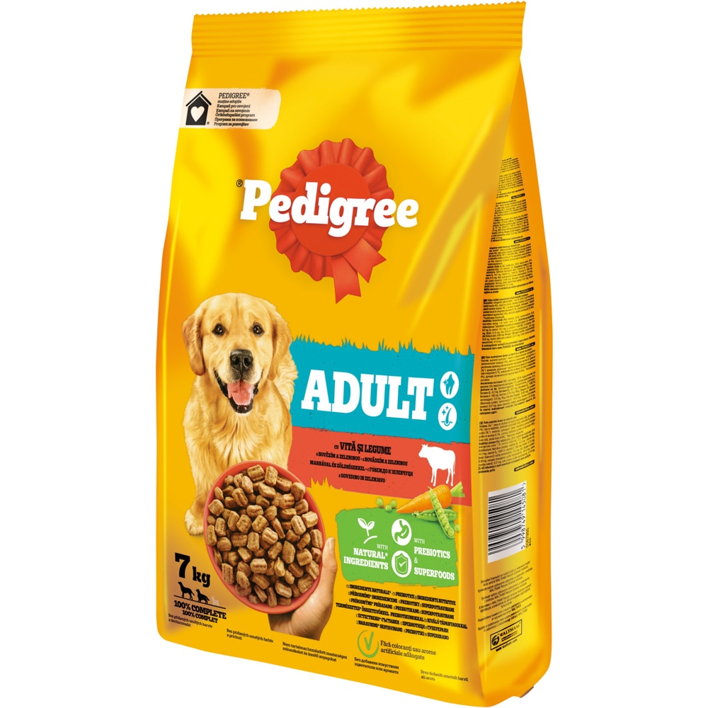 Hrana uscata pentru caini PEDIGREE, Adult, Vita si legume, 7 kg