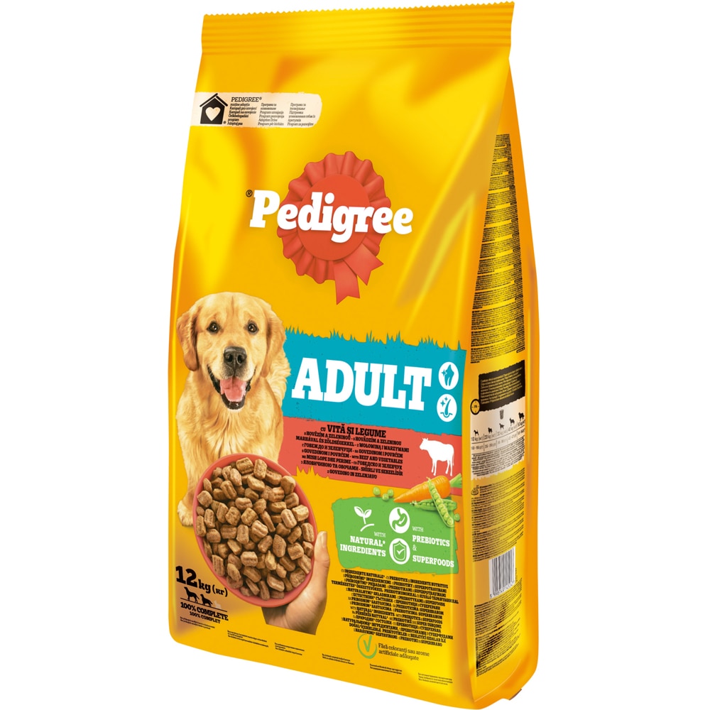 Hrana uscata pentru caini PEDIGREE, Adult, Vita si legume, 12 kg