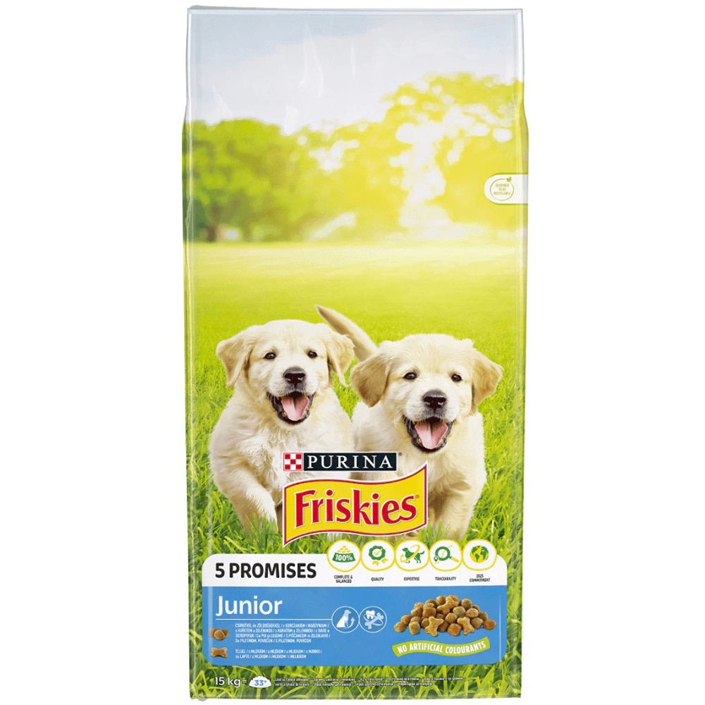 Hrana uscata pentru caini FRISKIES Junior, Pui si legume, 15 kg