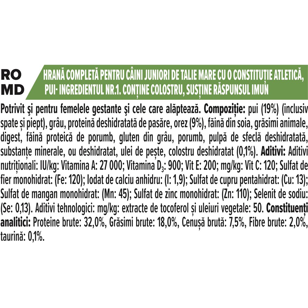 Hrana uscata pentru caini PURINA PRO PLAN Large Athletic, Healthy Start, Junior, Pui, 12 kg