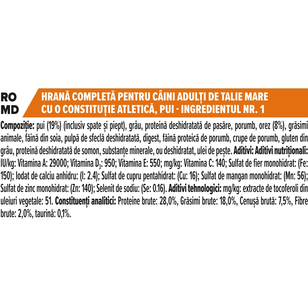 Hrana uscata pentru caini PURINA PRO PLAN Large Athletic, Everyday Nutrition, Adult, Pui, 14 kg