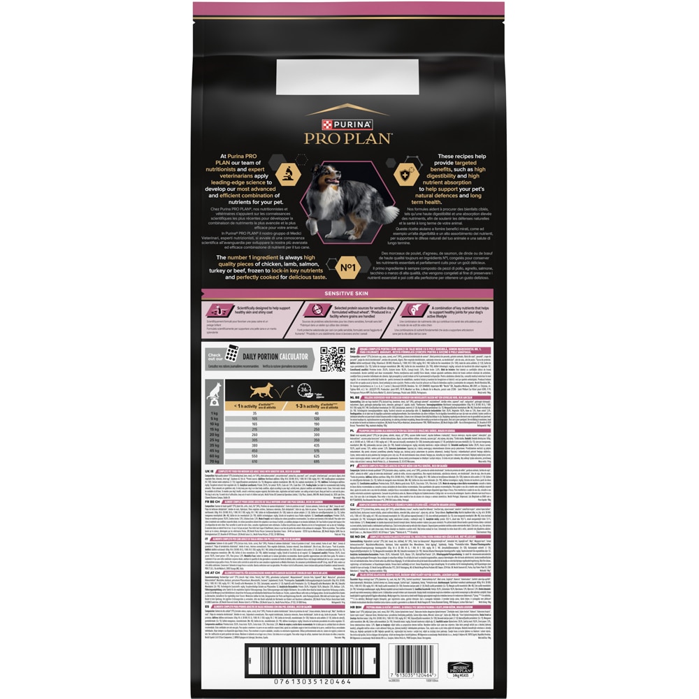 Hrana uscata pentru caini PURINA PRO PLAN Medium, Sensitive Skin, Adult, Somon, 14 kg