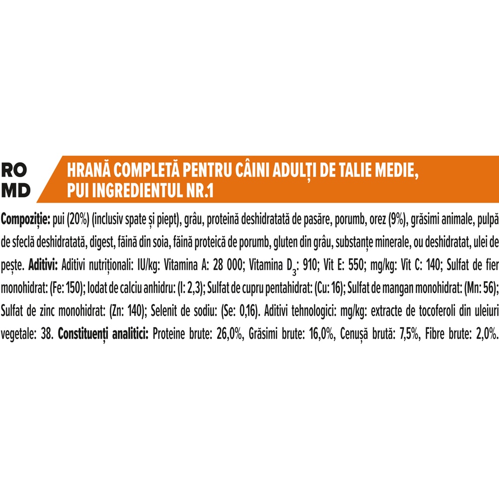 Hrana uscata pentru caini PURINA PRO PLAN Medium, Everyday Nutrition, Adult, Pui, 14 kg