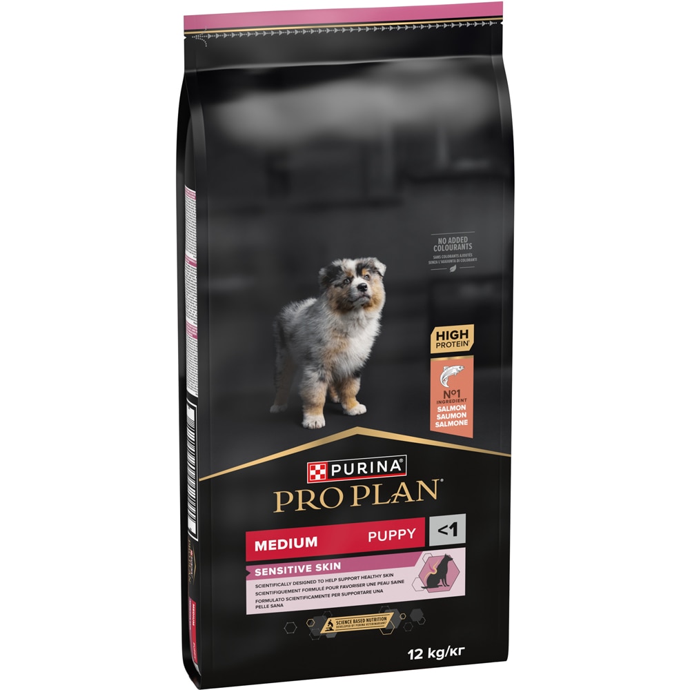 Hrana uscata pentru caini PURINA PRO PLAN Medium, Sensitive Skin, Junior, Somon, 12 kg