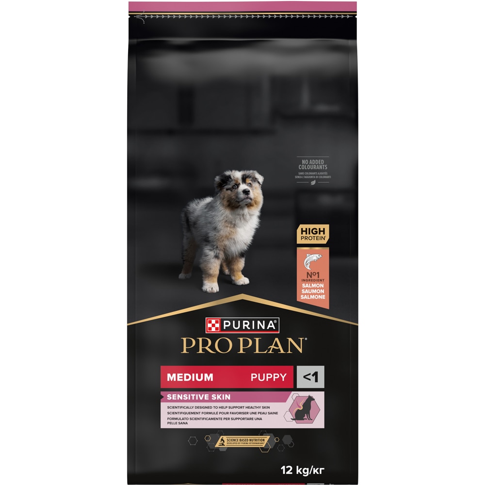 Hrana uscata pentru caini PURINA PRO PLAN Medium, Sensitive Skin, Junior, Somon, 12 kg