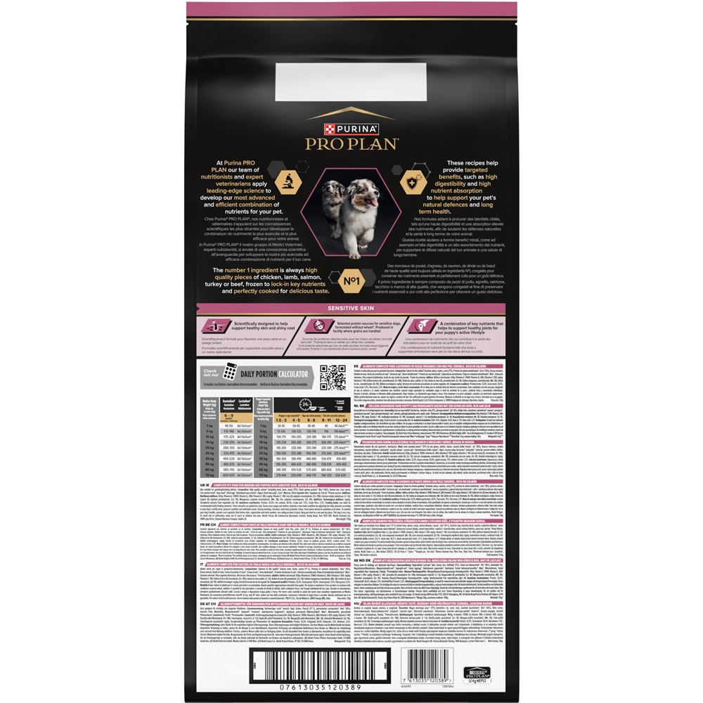 Hrana uscata pentru caini PURINA PRO PLAN Medium, Sensitive Skin, Junior, Somon, 12 kg