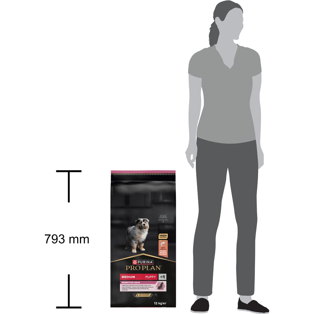 Hrana uscata pentru caini PURINA PRO PLAN Medium, Sensitive Skin, Junior, Somon, 12 kg