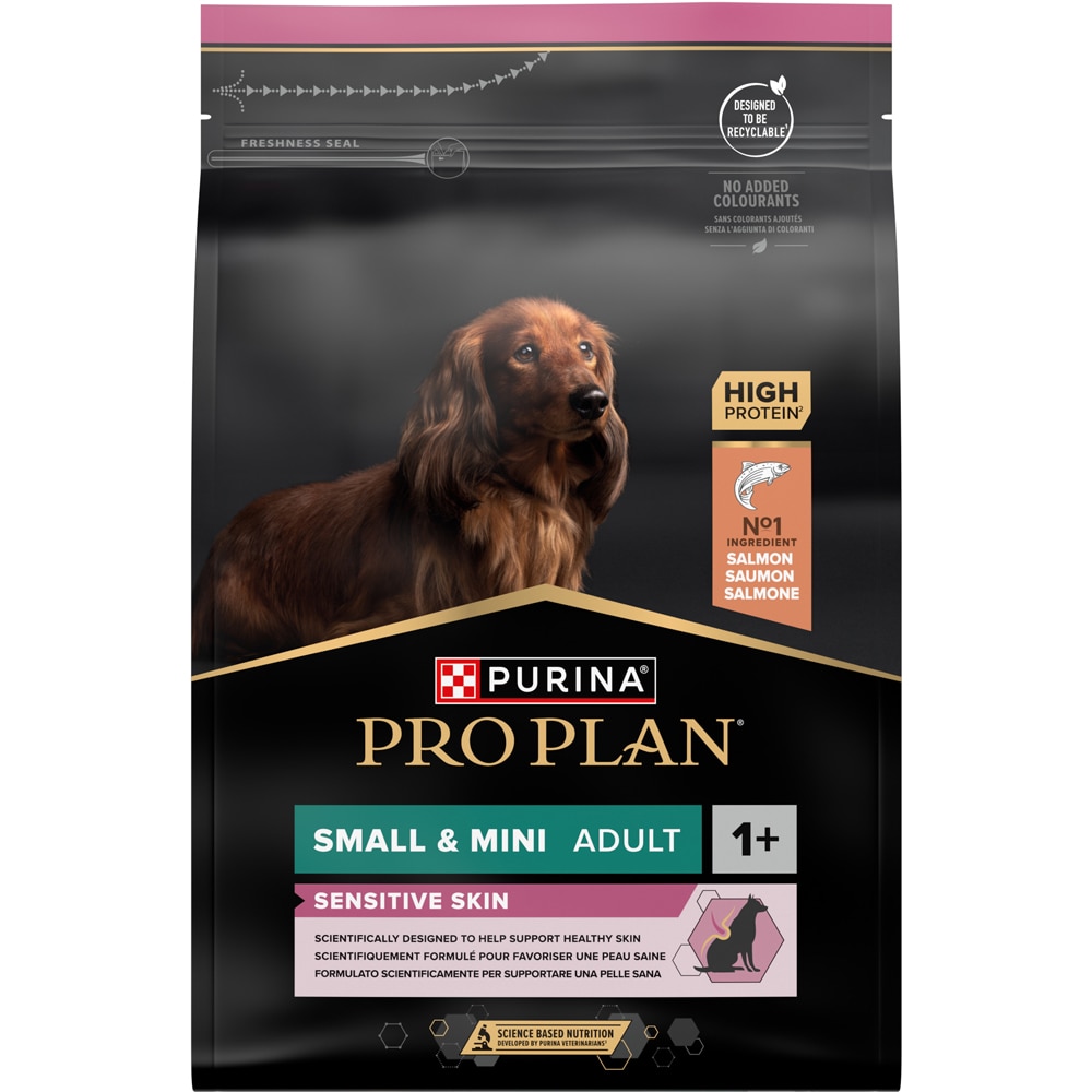Hrana uscata pentru caini PURINA PRO PLAN Small & Mini, Sensitive Skin, Adult, Somon, 3 kg