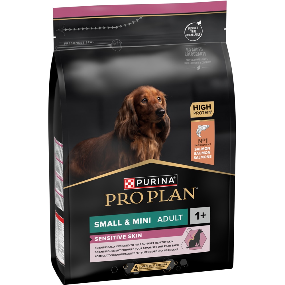 Hrana uscata pentru caini PURINA PRO PLAN Small & Mini, Sensitive Skin, Adult, Somon, 3 kg