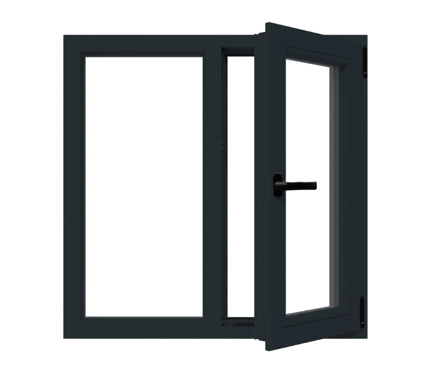 Fereastra termopan PVC, geam Float + Low-E, gri, 6 camere, 116 x 136 cm, dreapta, dubla deschidere, fixa + oscilobatanta  Aplast