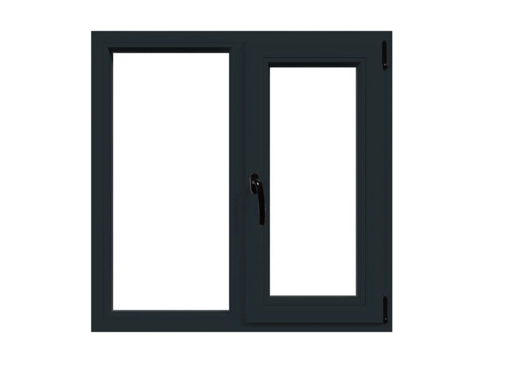 Fereastra termopan PVC, geam Float + Low-E, gri, 6 camere, 116 x 136 cm, dreapta, dubla deschidere, fixa + oscilobatanta  Aplast