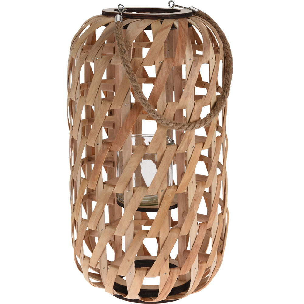 Suport lumanare Wood, 26 x 26 x 47 cm, bej