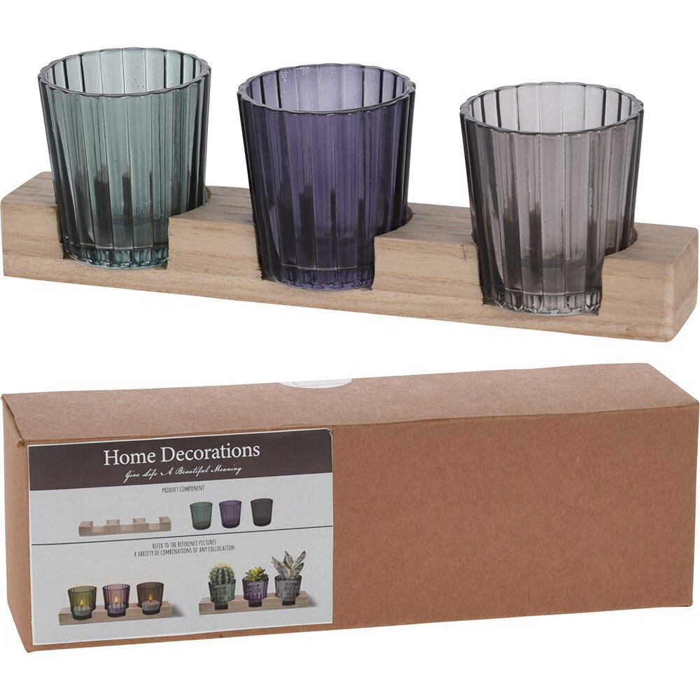 Suport lumanare HC7103060, 5 x 5 x 6 cm, multicolor