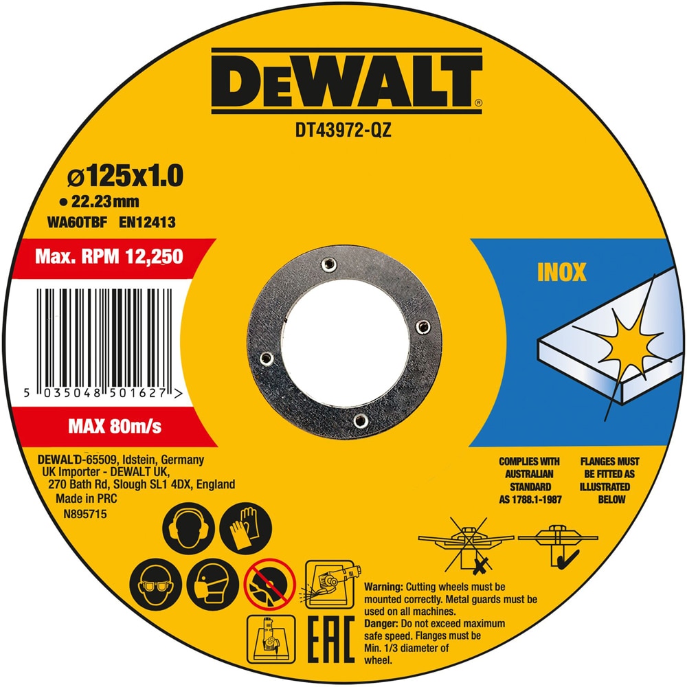 Set discuri pentru polizor DEWALT DT43972, inox, 125 mm, 10 buc