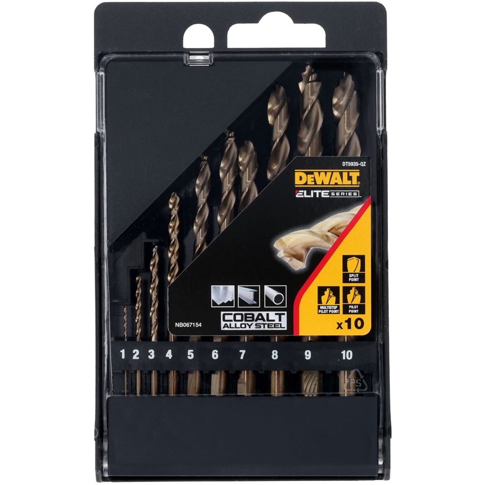 Set burghie pentru metal DEWALT DT5935-QZ, cobalt, 1-10 mm, 10 buc