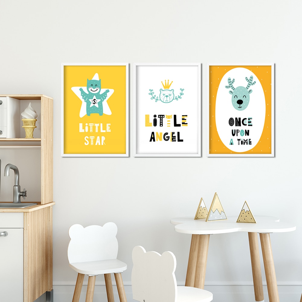 Set 3 tablouri cu rama Little Angel, 23 x 33 cm, PVC