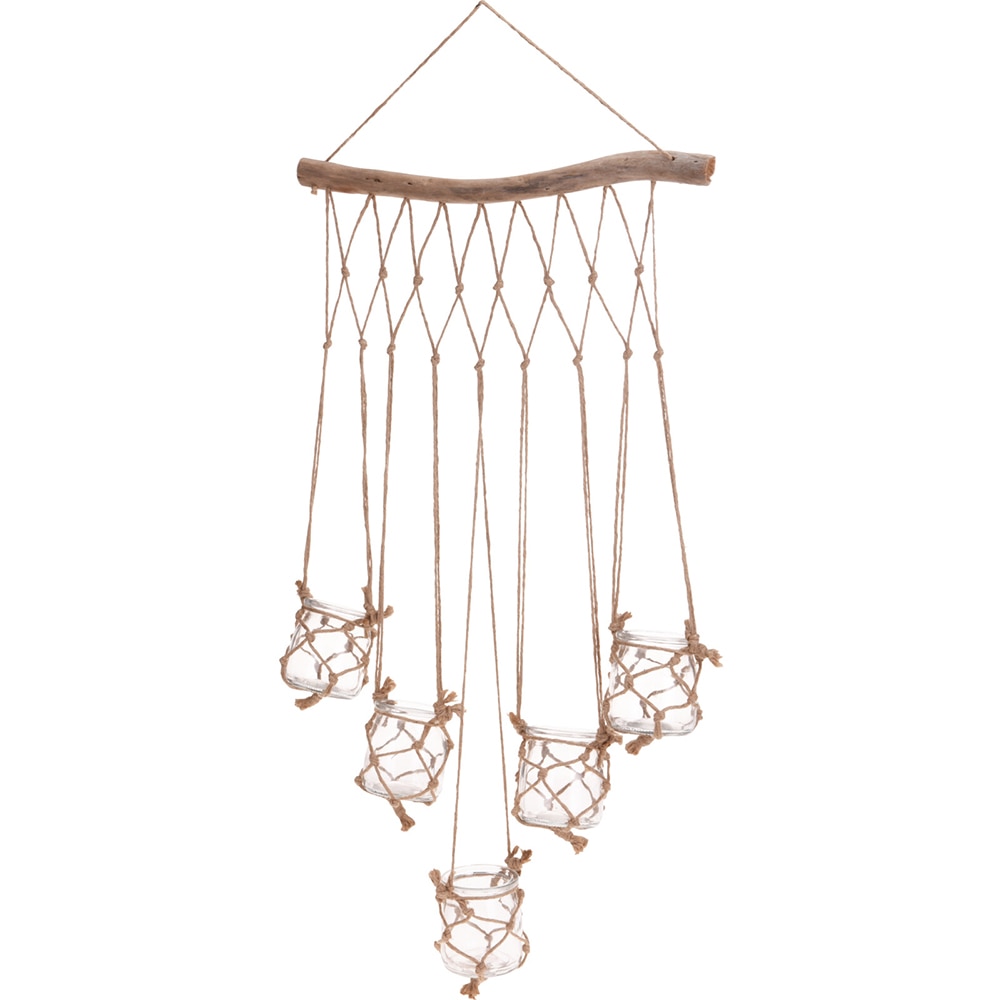 Decoratiune perete Dream Catcher, 44 x 8 x 80 cm, lemn, bej