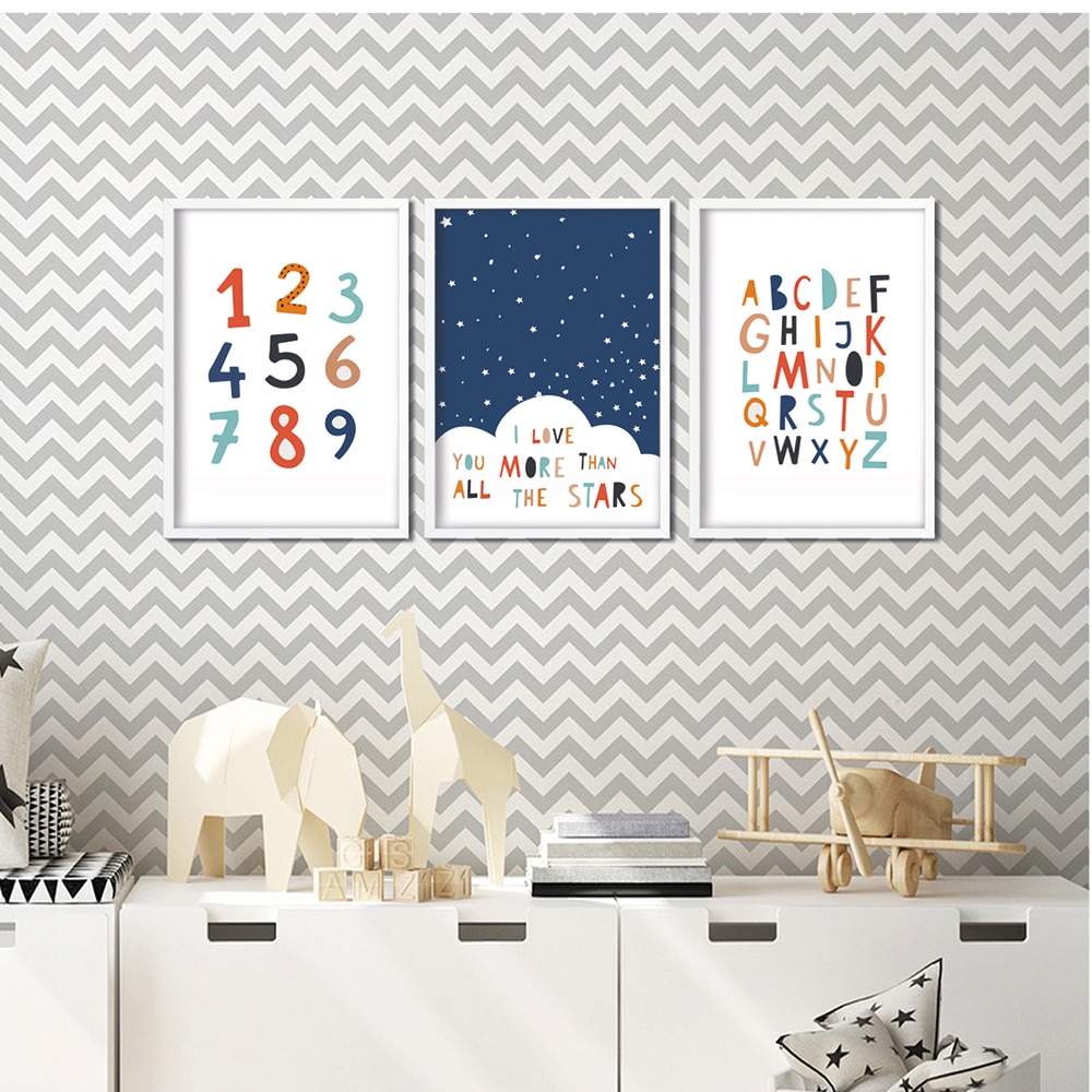 Set 3 tablouri cu rama Learn, 23 x 33 cm, PVC