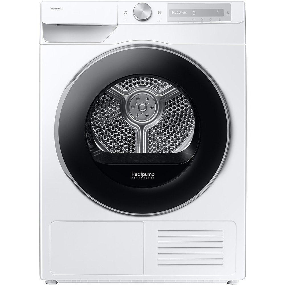 Uscator de rufe SAMSUNG DV90DG6845LHU4, Pompa de caldura, AI Control, 9 kg, 19 programe, Clasa A, Wi-Fi, alb