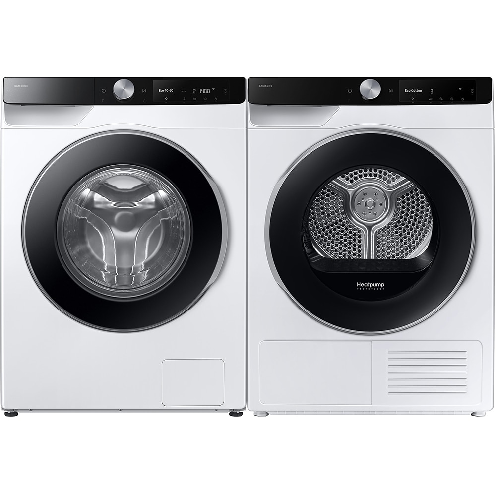 Uscator de rufe SAMSUNG DV90DG6845LKU4, Pompa de caldura, AI Control, 9 kg, 19 programe, Clasa A, Wi-Fi, alb