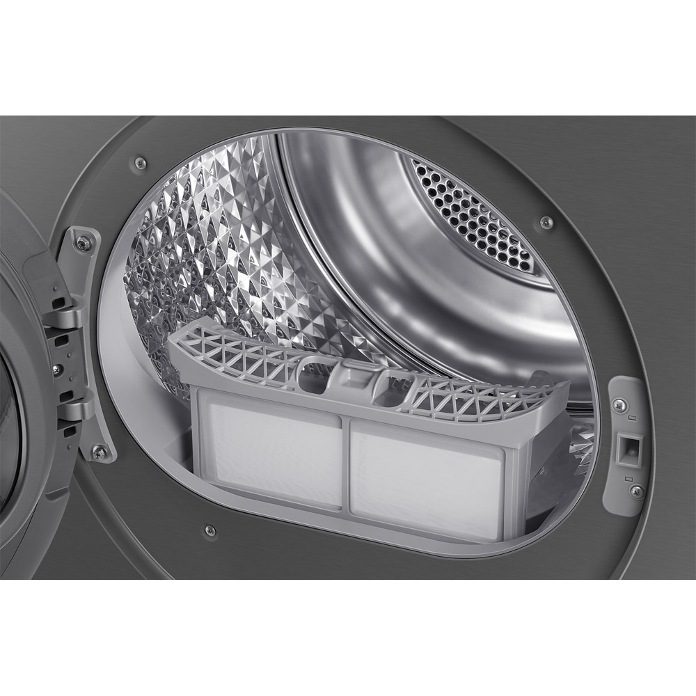 Uscator de rufe SAMSUNG DV90F09F4SU4, AI Dry+, Pompa de caldura, 9 kg, 19 programe, Clasa A, Wi-Fi, inox