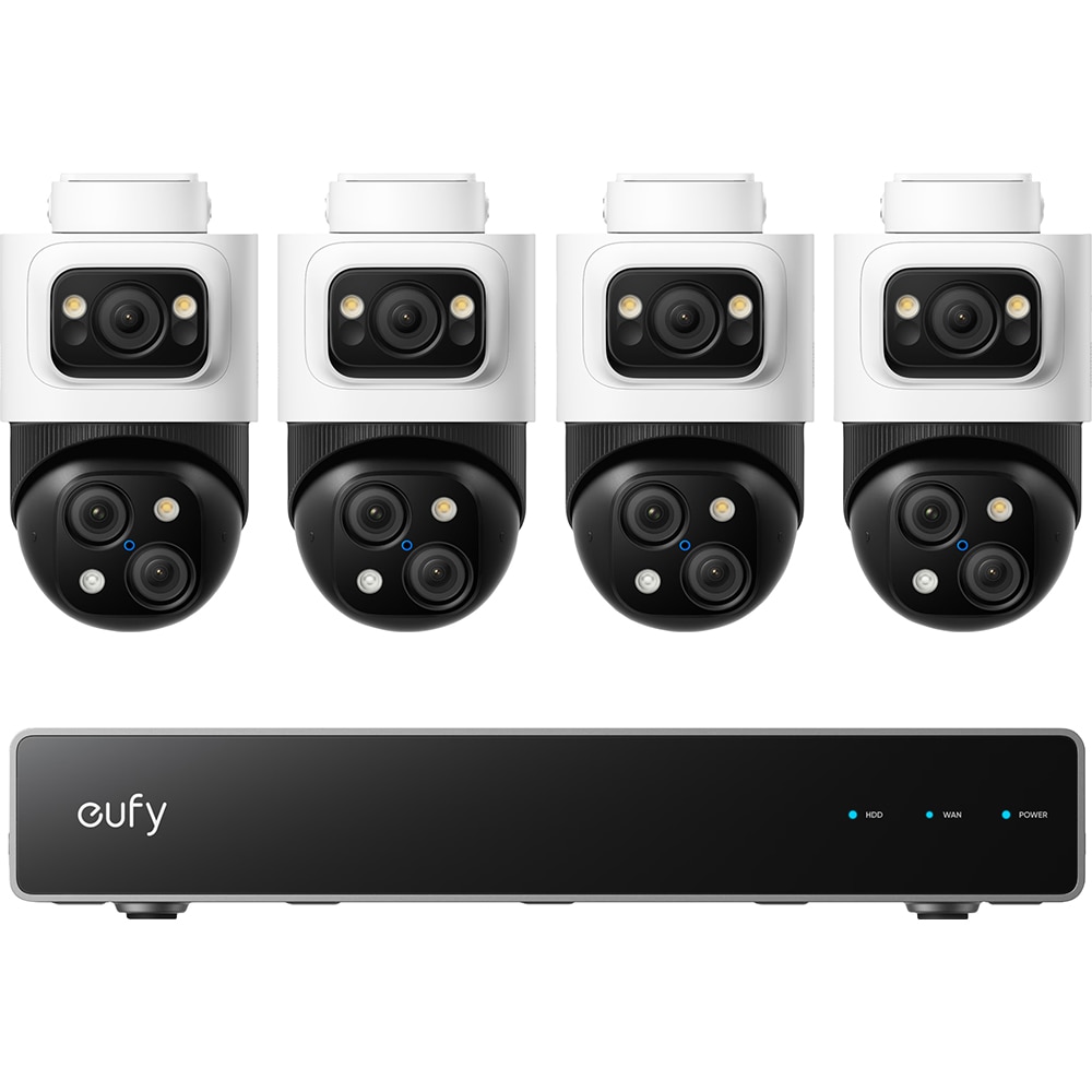 Kit supraveghere video EUFYCAM S4 Max, 4 camere, 4K Ultra HD, 16 canale, alb