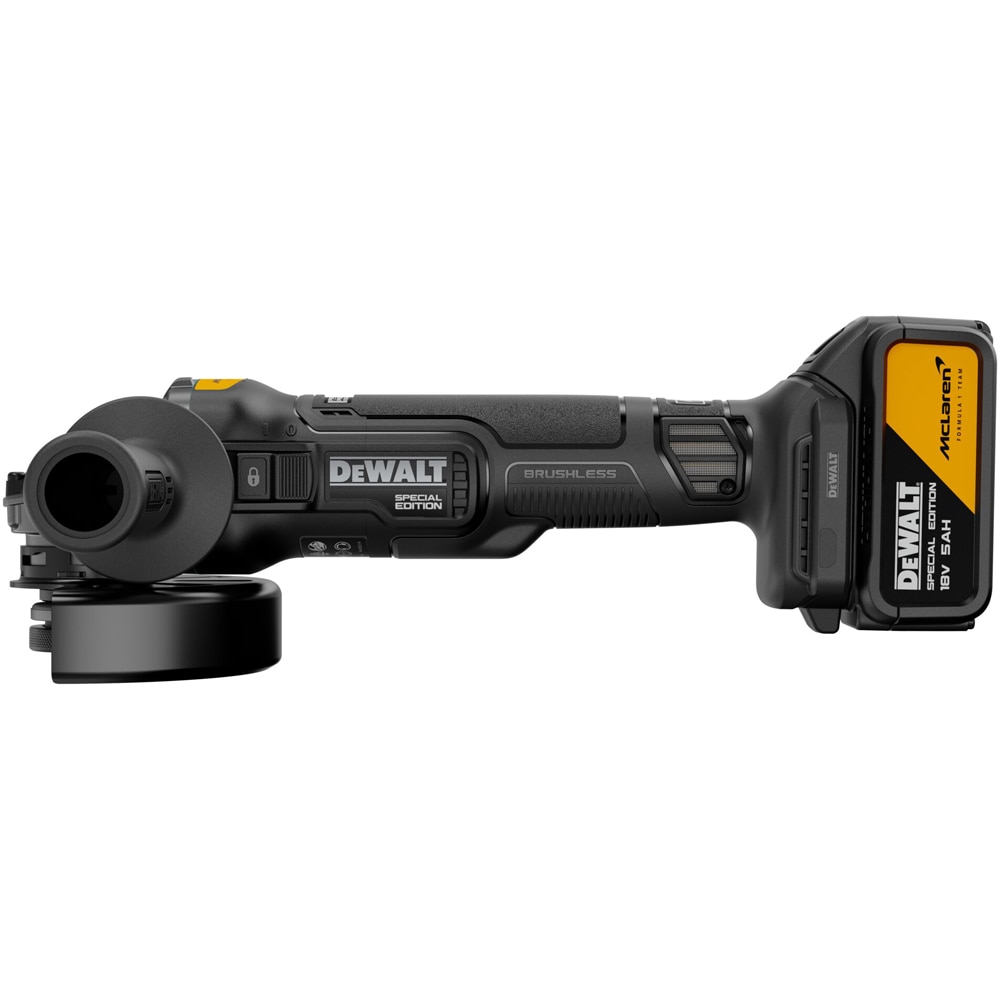 Polizor unghiular DEWALT DCG45MP2T-QW x McLaren F1 Team, 5500RPM, 2x5Ah, 125mm