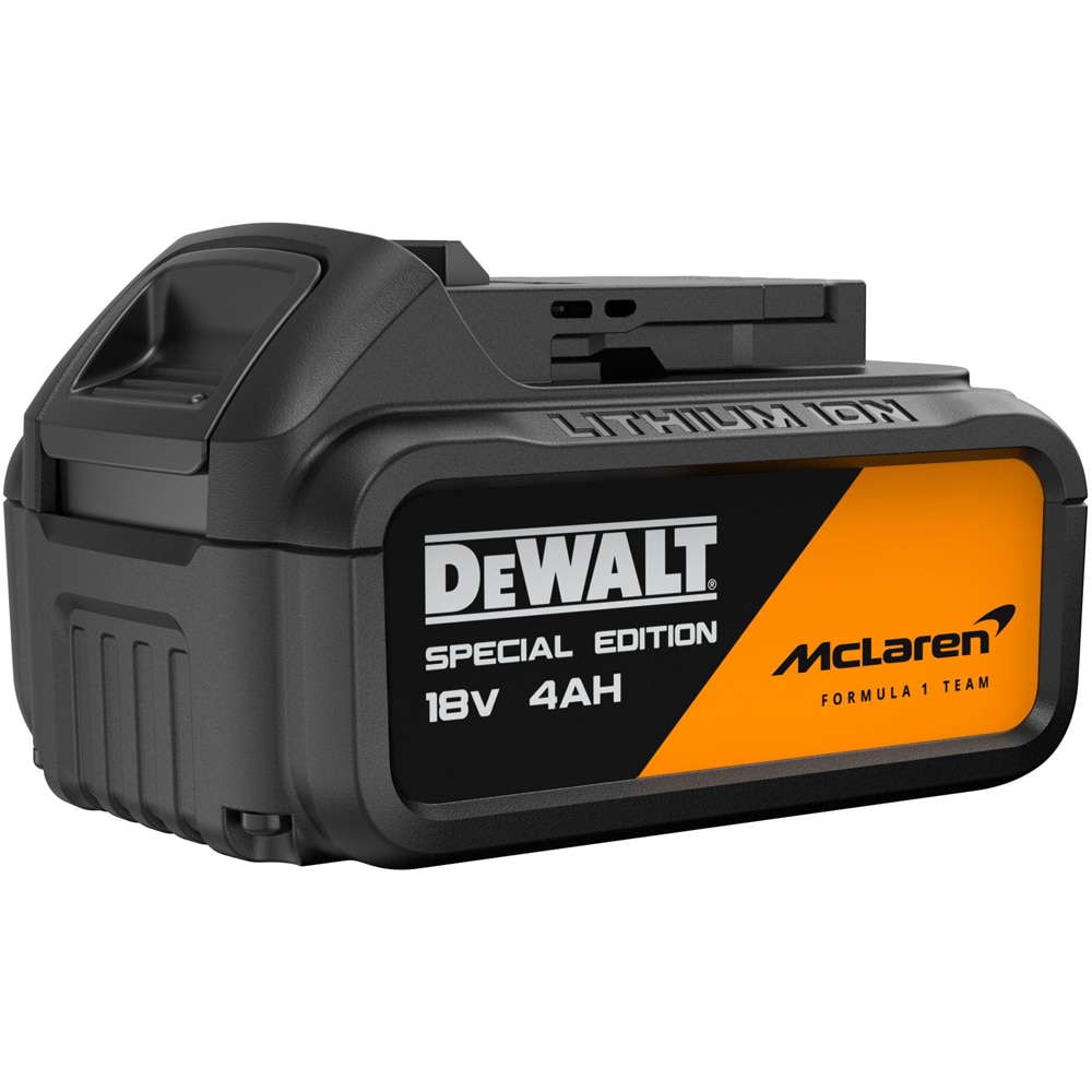 Set 2 unelte: masina de insurubat cu impact si masina de gaurit cu percutie, cu motor fara perii, DEWALT DCK2222MM2T-QW x McLaren F1 Team, 18V, 2x4Ah, 2000/3250RPM, 90/205 Nm