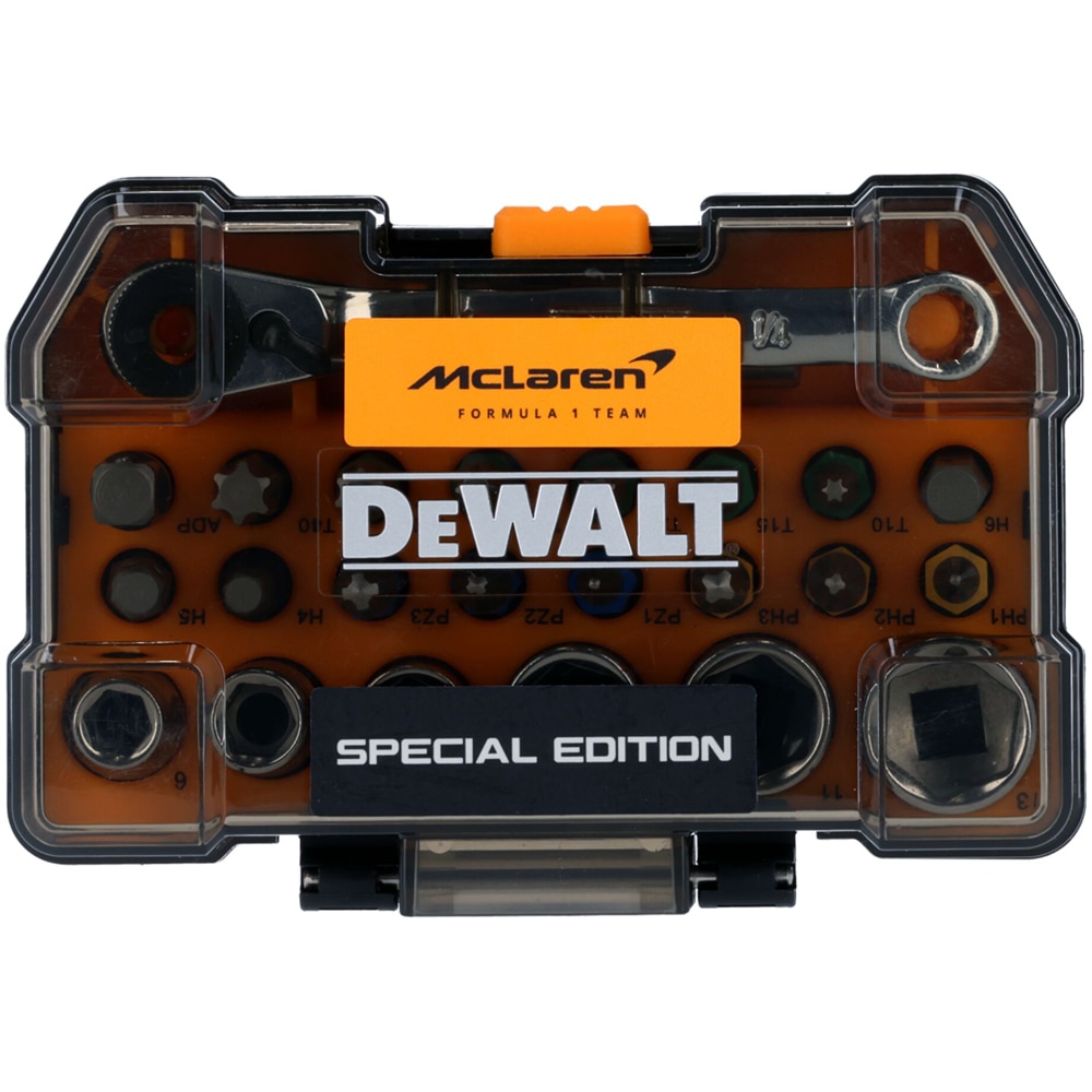 Set biti si tubulare DEWALT DT70906-QZ  x McLaren F1 Team Editie Speciala, 24 piese