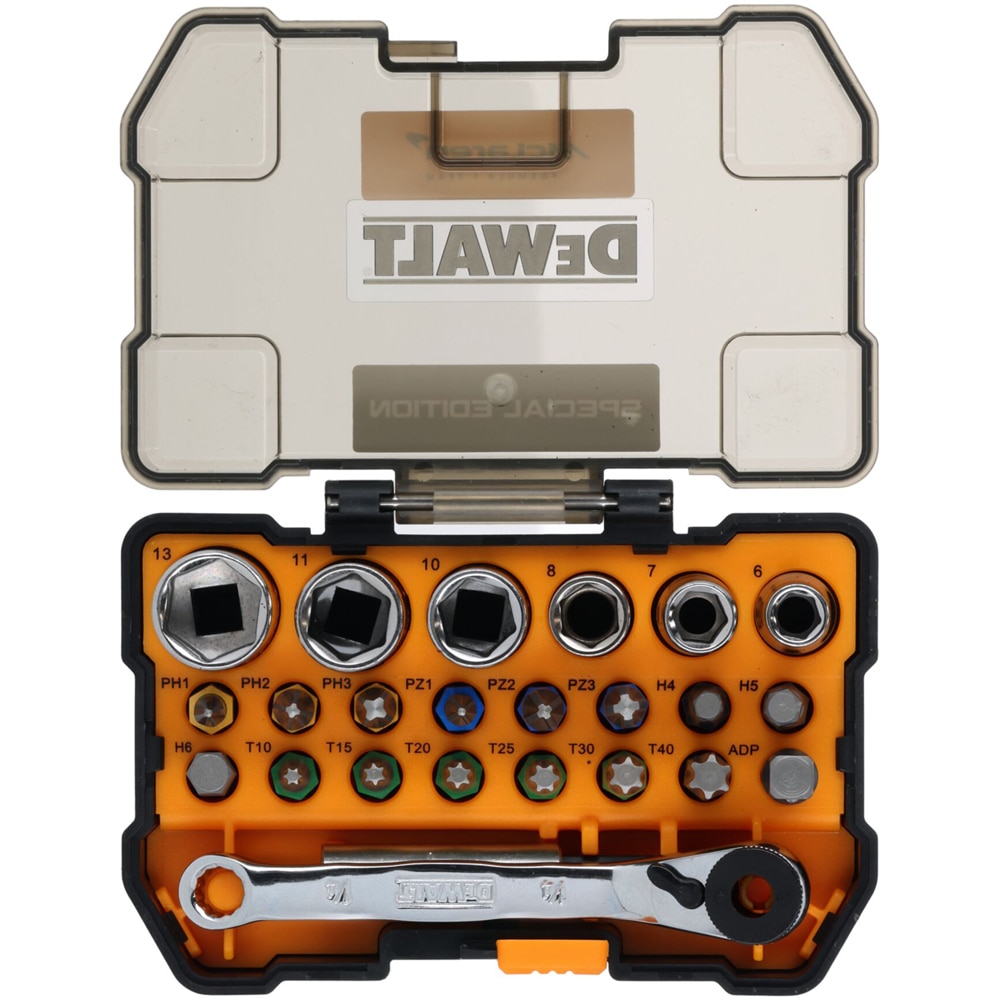 Set biti si tubulare DEWALT DT70906-QZ  x McLaren F1 Team Editie Speciala, 24 piese