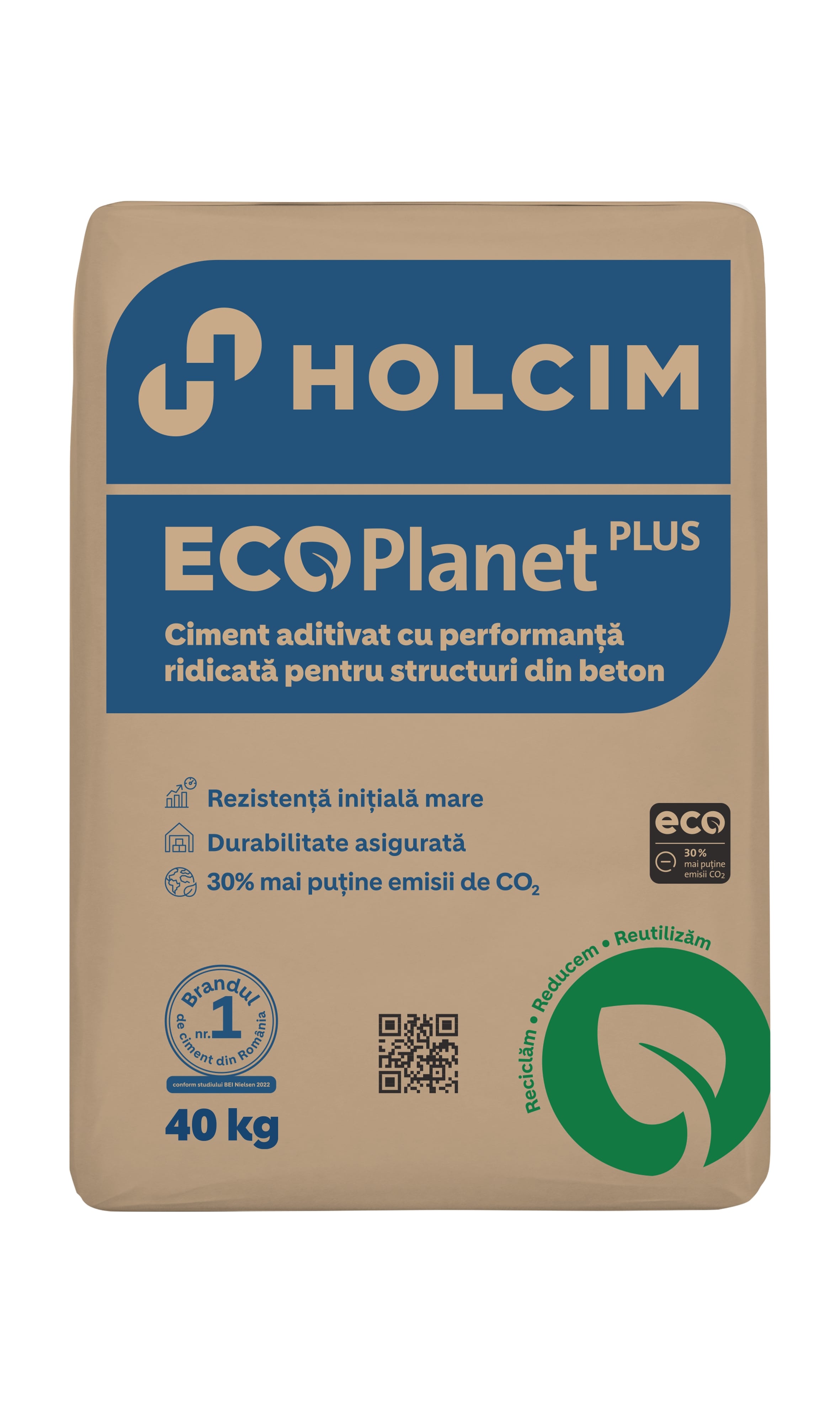 Ciment aditivat pentru structuri beton Ecoplanet Plus, 40 kg