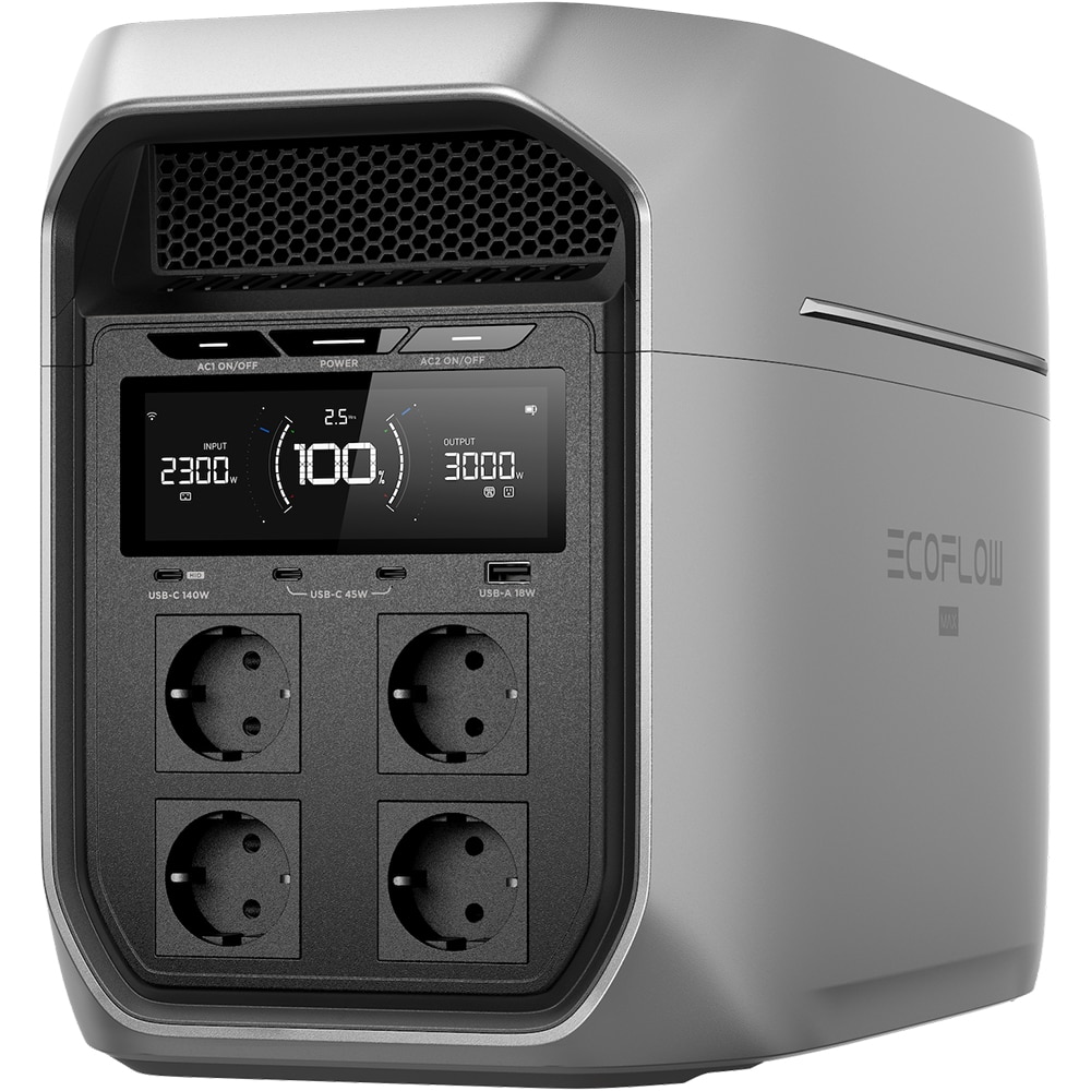 Statie de incarcare ECOFLOW Delta 3 Max Plus, 2048Wh, 3000W, negru