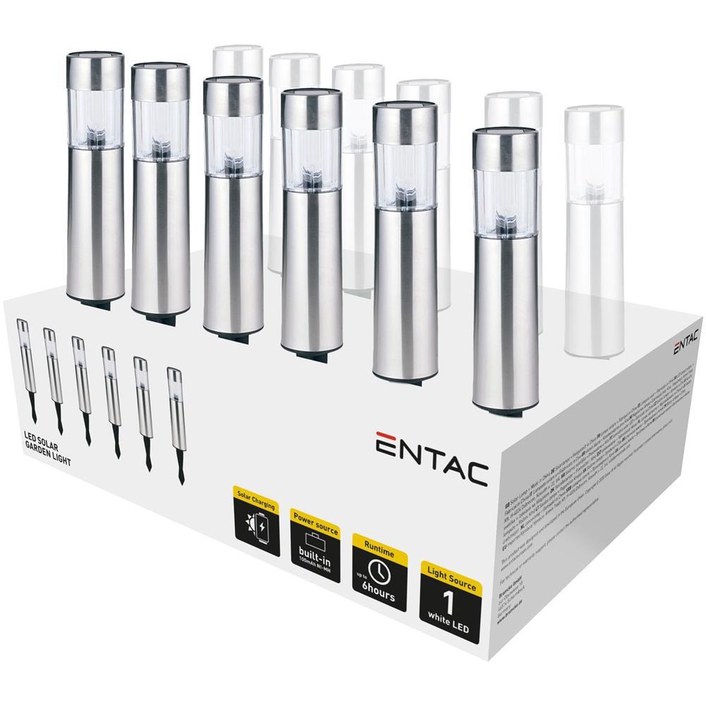 Lampa solara ENTAC EGSL-SS1LT30-PDQ, LED, otel inoxidabil, argintiu