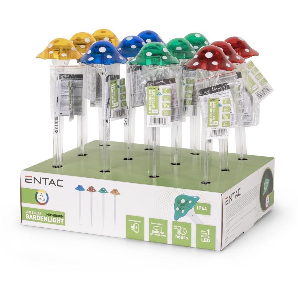 Lampa solara ENTAC EGSS-4MUSH-33.5, LED, plastic, multicolor