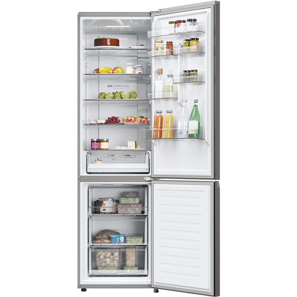 Combina frigorifica HAIER EHD3PWDNPD206, No Frost, 406 l, H 205 cm, Clasa D, Wi-Fi, dark inox