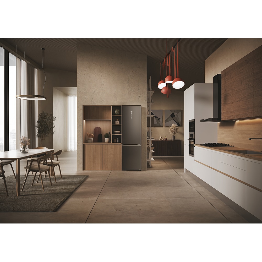 Combina frigorifica HAIER EHD3PWDNPD206, No Frost, 406 l, H 205 cm, Clasa D, Wi-Fi, dark inox