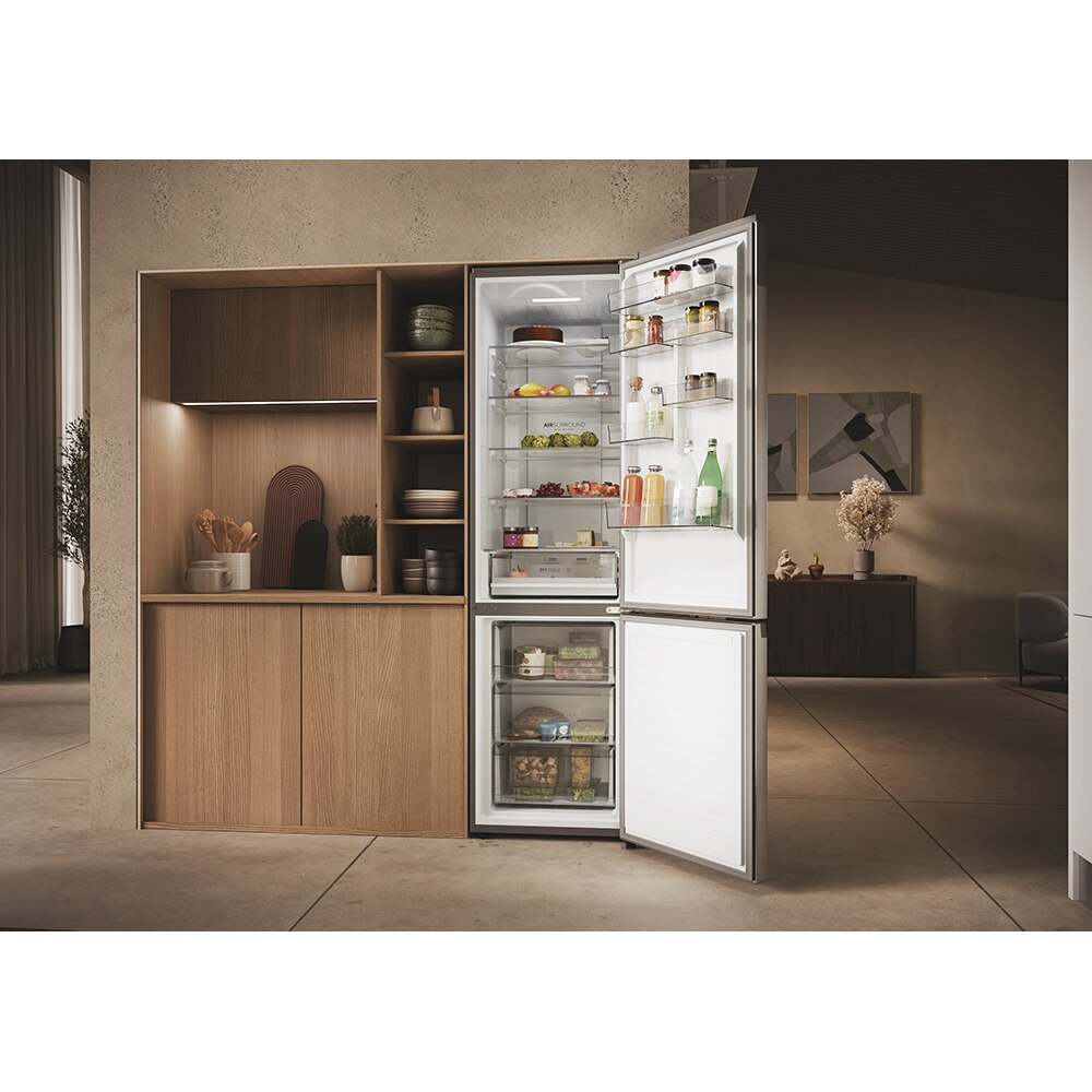 Combina frigorifica HAIER EHD3PWDNPD206, No Frost, 406 l, H 205 cm, Clasa D, Wi-Fi, dark inox