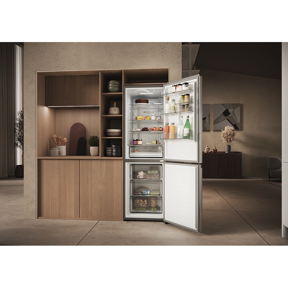 Combina frigorifica HAIER EHD3PWDNPK186, No Frost, 352 l, H 185 cm, Clasa D, Wi-Fi, inox