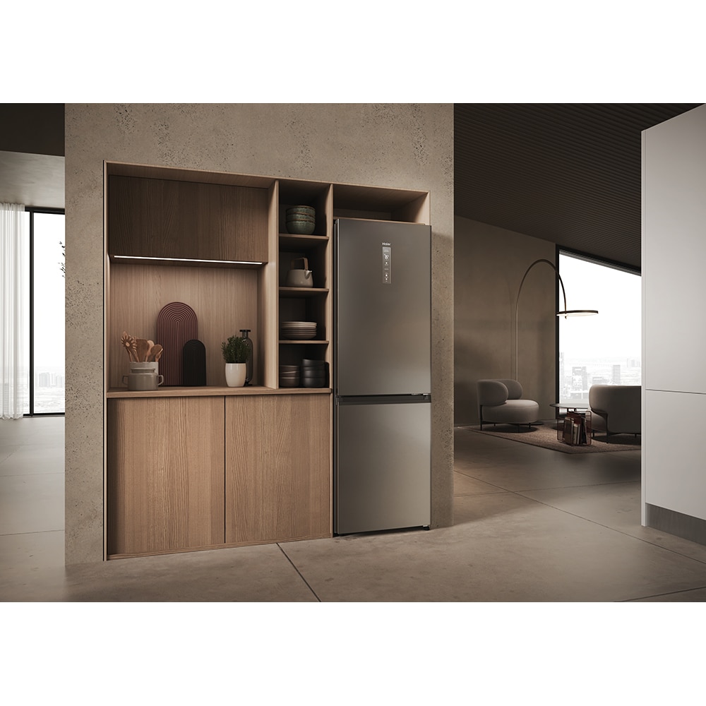 Combina frigorifica HAIER EHD3PWDNPK186, No Frost, 352 l, H 185 cm, Clasa D, Wi-Fi, inox