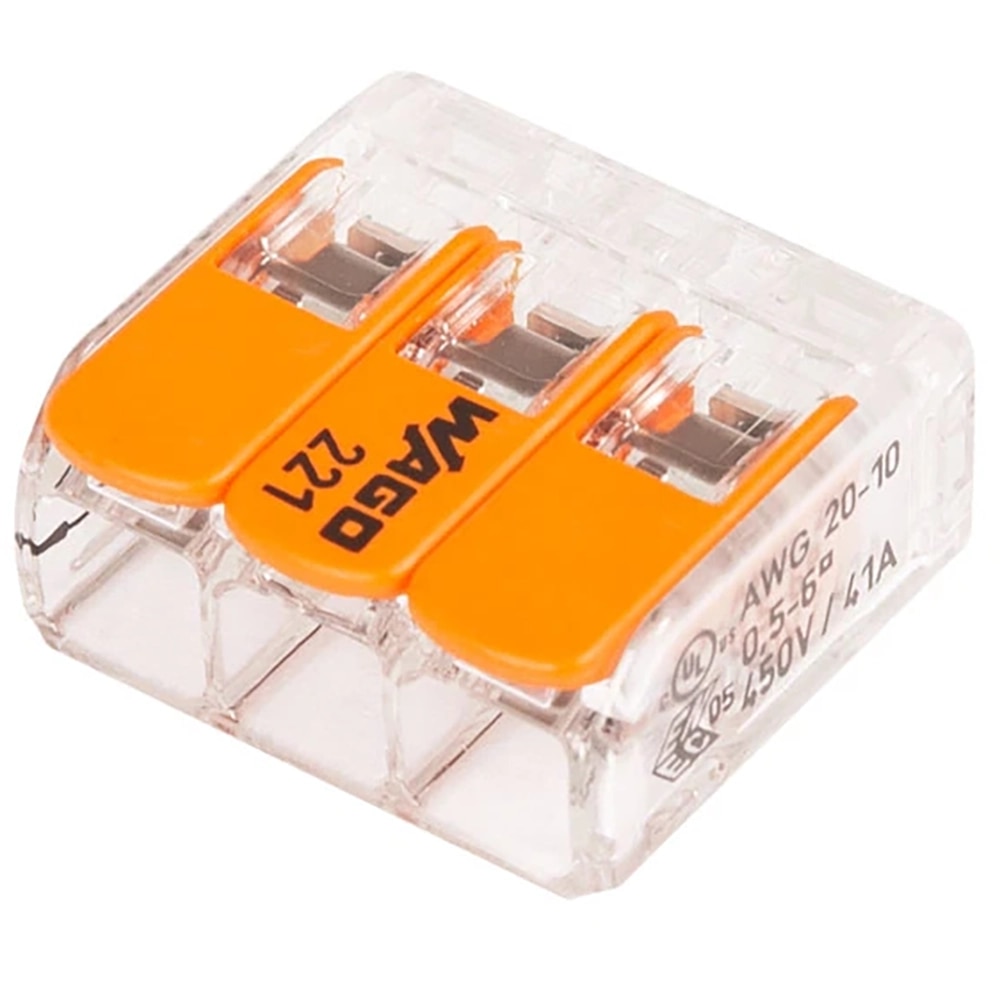 Conector WAGO 221-613, FY, 3 fire, 0.5 - 6mm2, 30 cleme