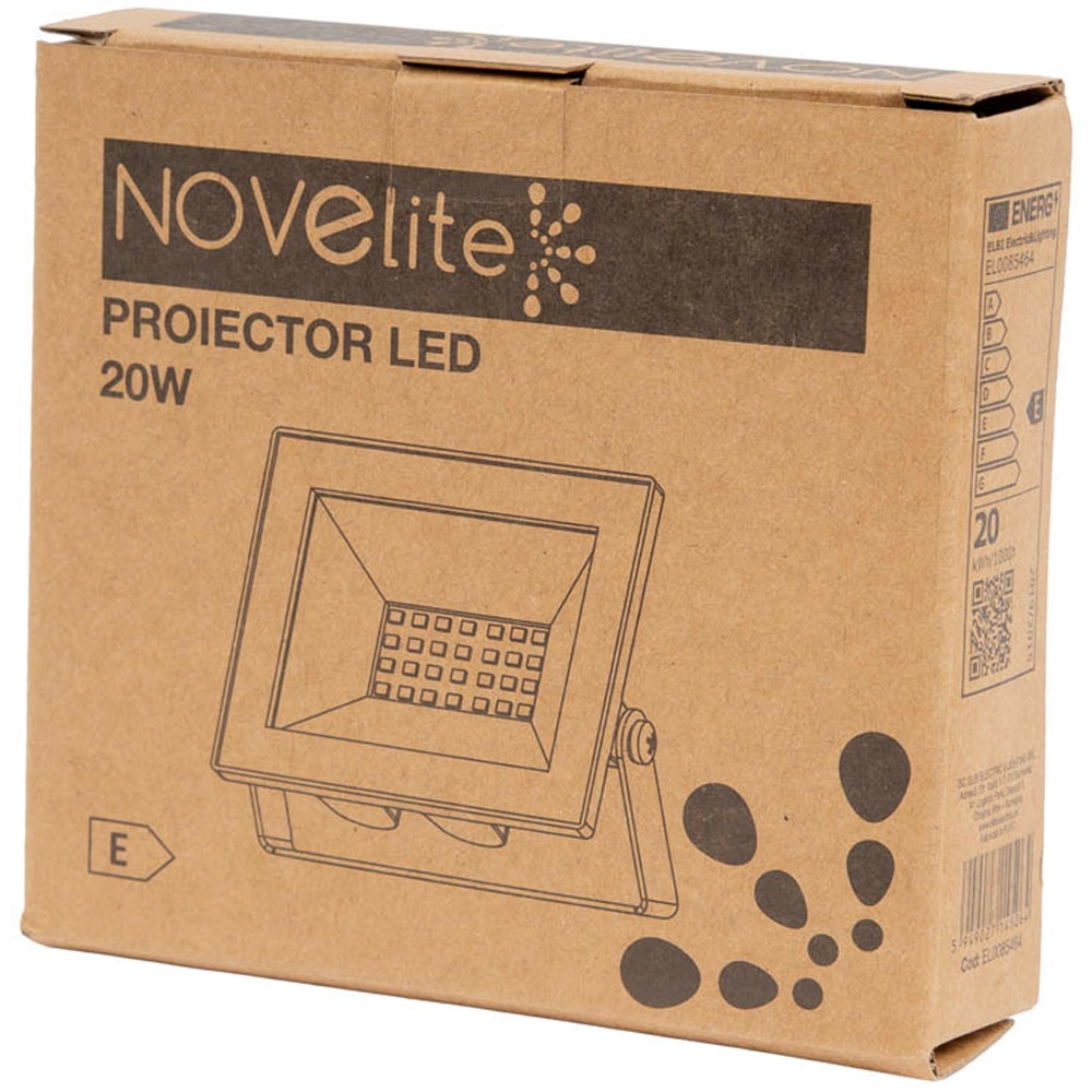 Proiector LED NOVELITE SMD V4, 20W, 6500K, IP65, negru
