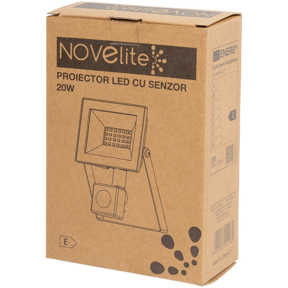 Proiector LED NOVELITE V4, 20W, 6500K, IP44/IP65, negru