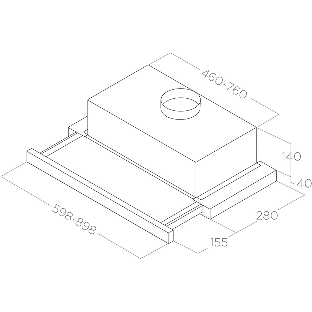 Hota incorporabila telescopica ELICA Elite 14 Lux BL/A/60, 1 motor, 368 m3/h, L 60 cm, negru