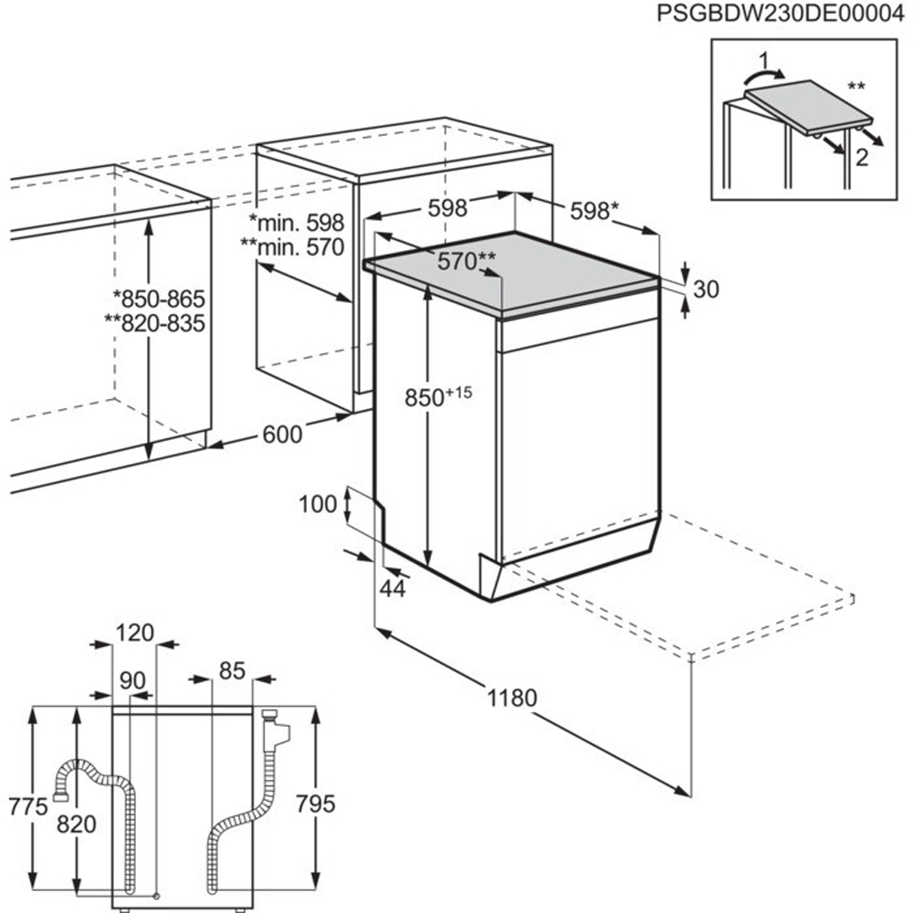 Masina de spalat vase independenta ELECTROLUX ESG88600SX, 14 seturi, 8 programe, 60 cm, Clasa A, inox