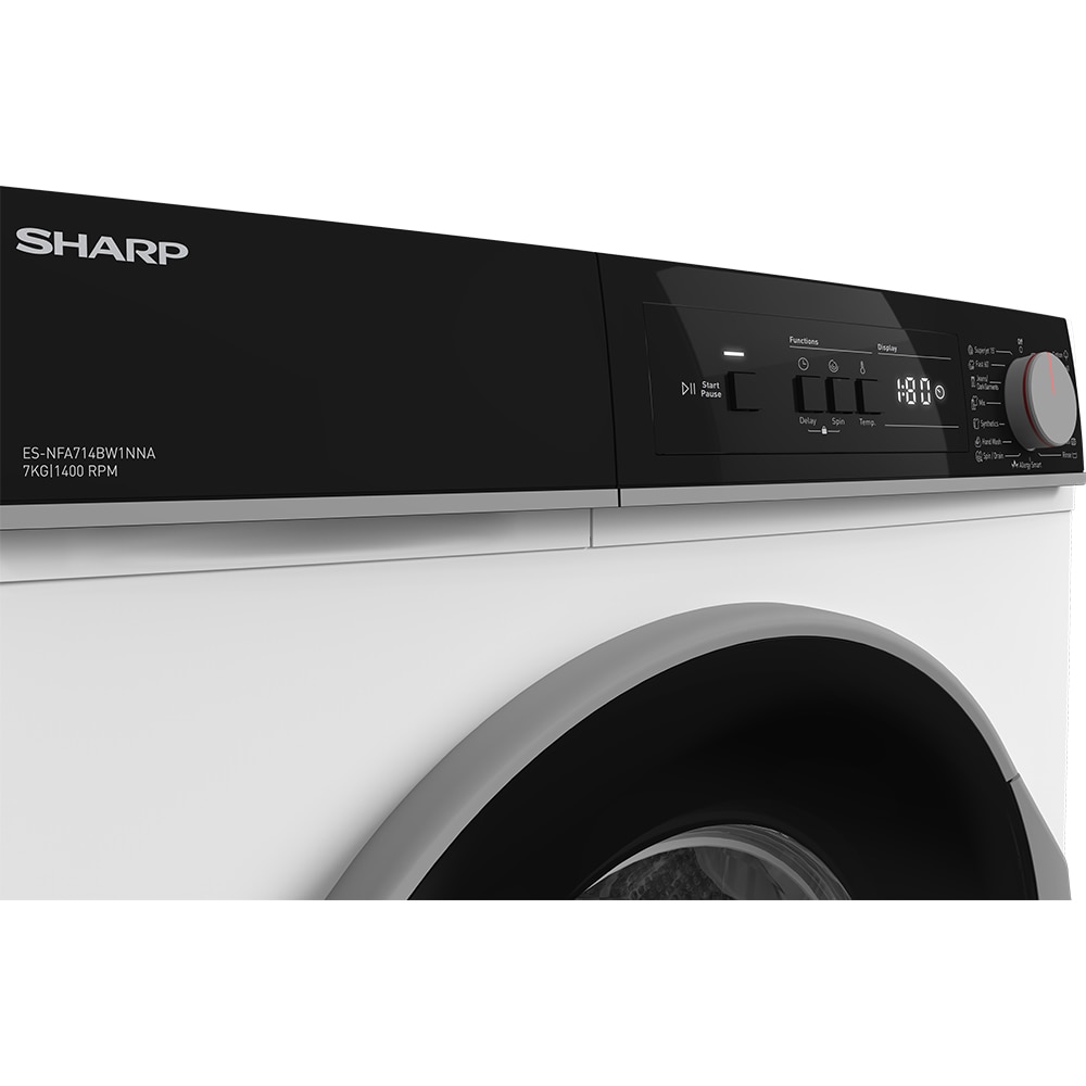 Masina de spalat rufe frontala SHARP ES-NFA714BW1NNA-EE, AllergySmart, 7 kg, 1400rpm, Clasa A, alb