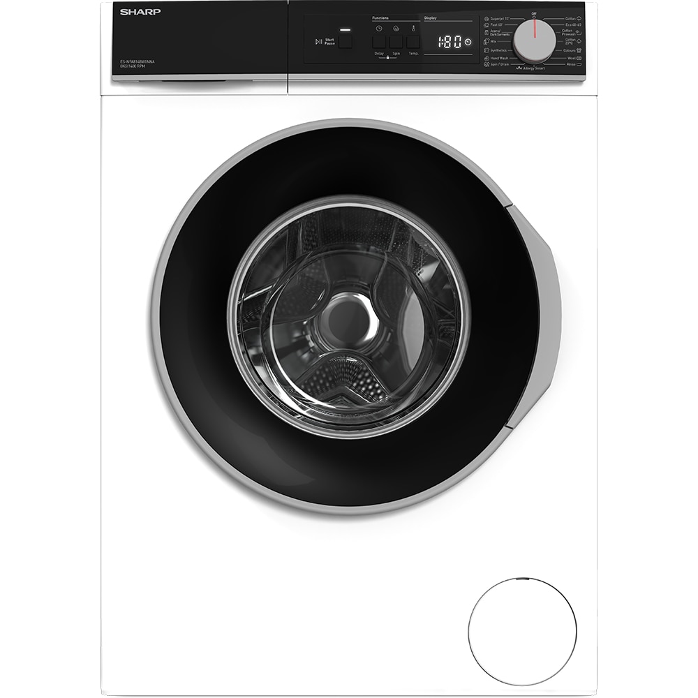 Masina de spalat rufe frontala SHARP ES-NFA814BW1NNA-EE, AllergySmart, 8 kg, 1400rpm, Clasa A, alb