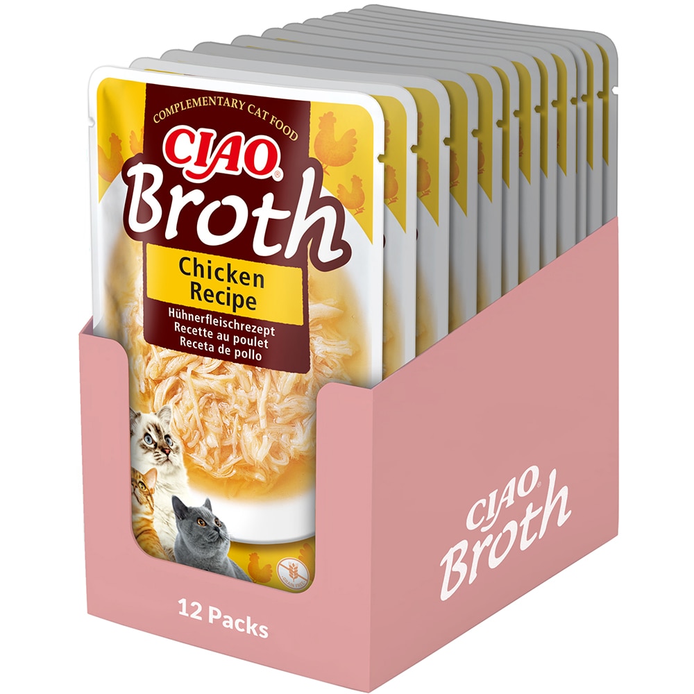 Hrana umeda pentru pisici INABA Ciao Churu Broth, Adult, Pui in supa, 12 x 40 g